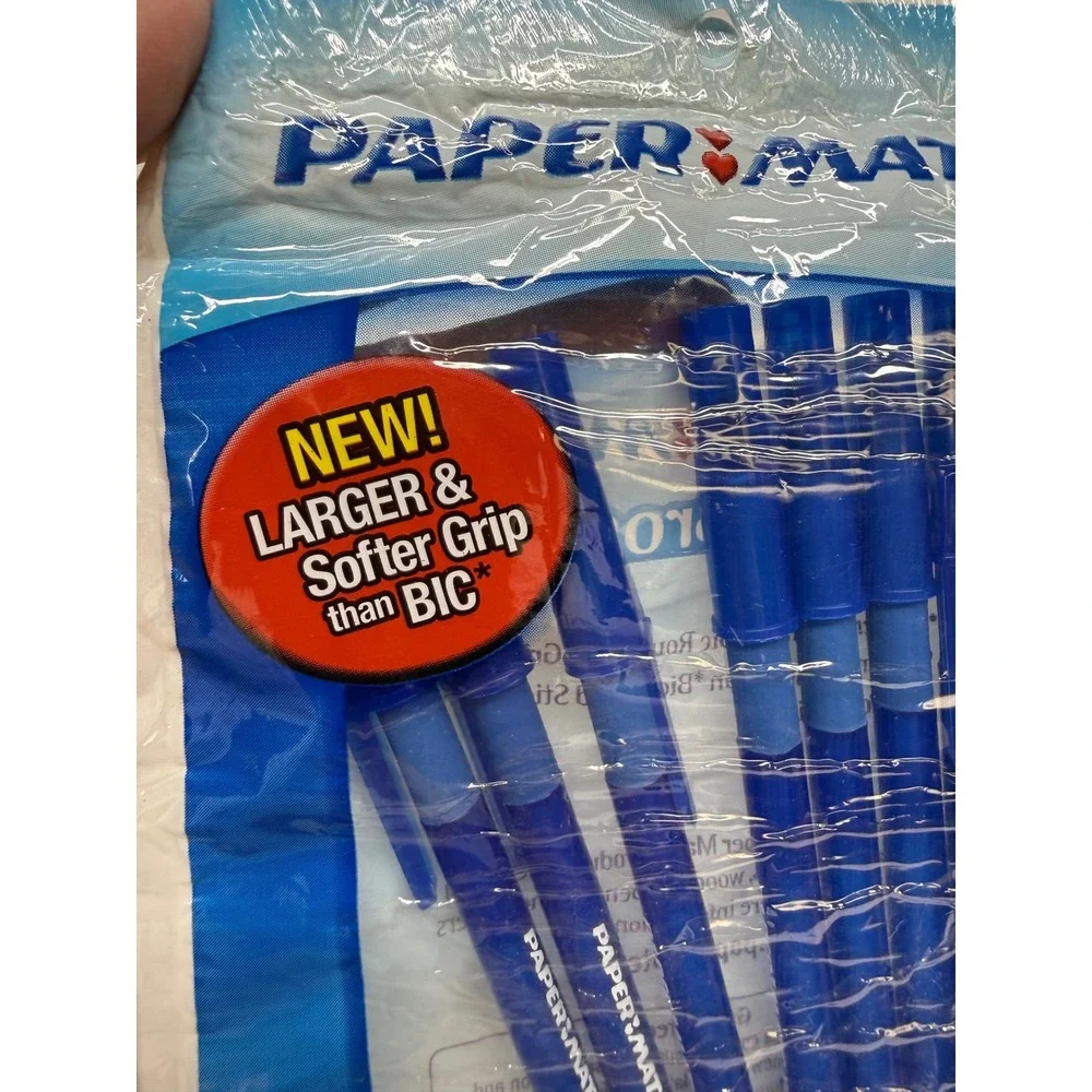 Paper Mate Write Bros Grip Blue Ink Ballpoint Pens Medium 1.0mm 8 Count 88086